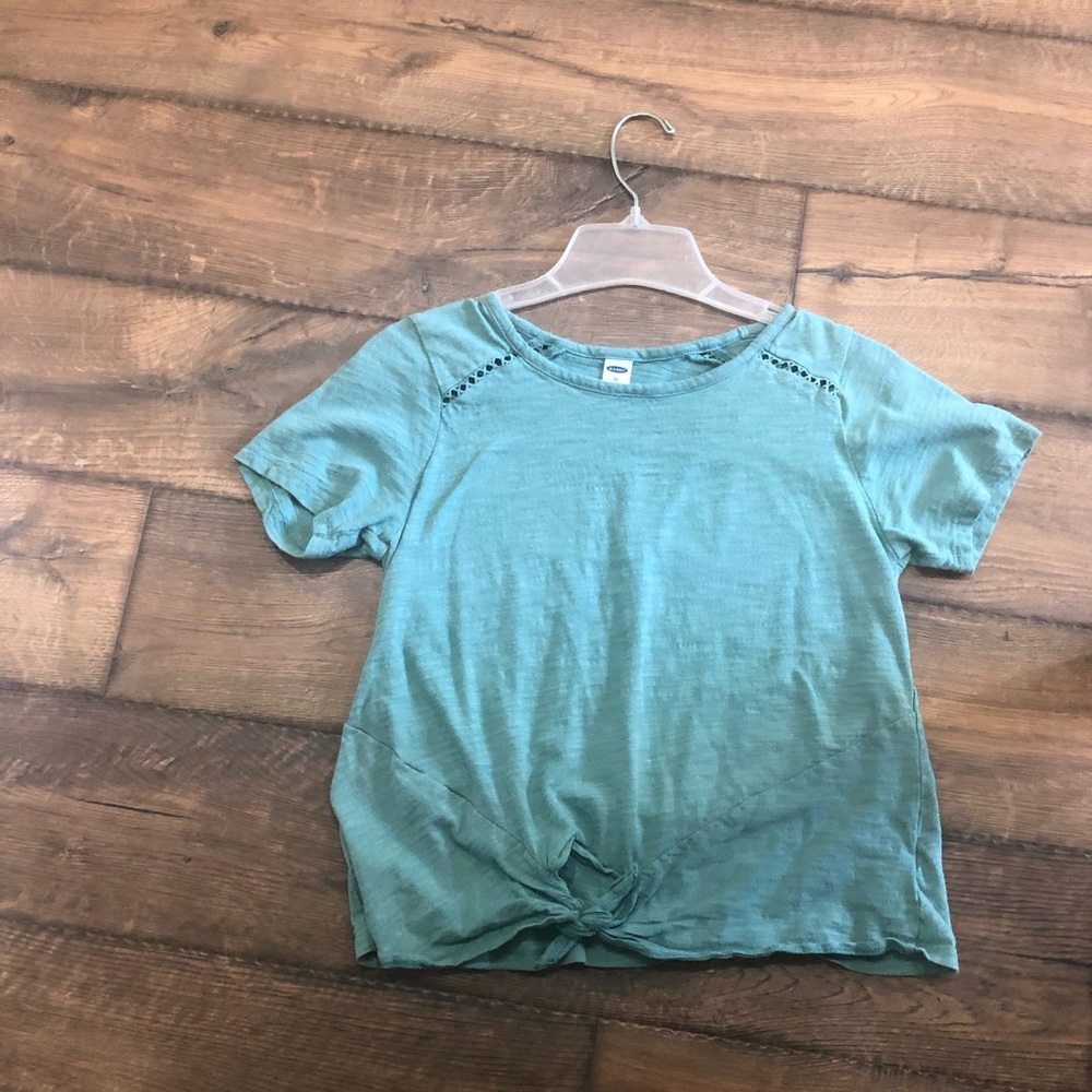 Old navy turquoise shirt with tie bottom